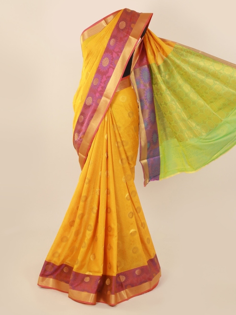

Pothys Yellow & Green Silk Cotton Woven Design Saree