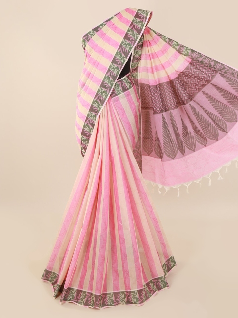 

Pothys Pink Striped Pure Cotton Saree