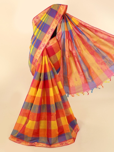 

Pothys Multicoloured Checked Pure Cotton Saree, Multi
