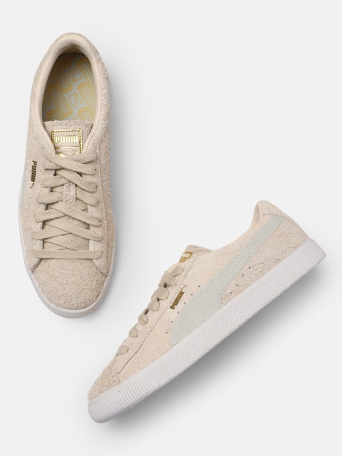 

Puma Unisex Cream-Coloured Suede VTG EB Sneakers