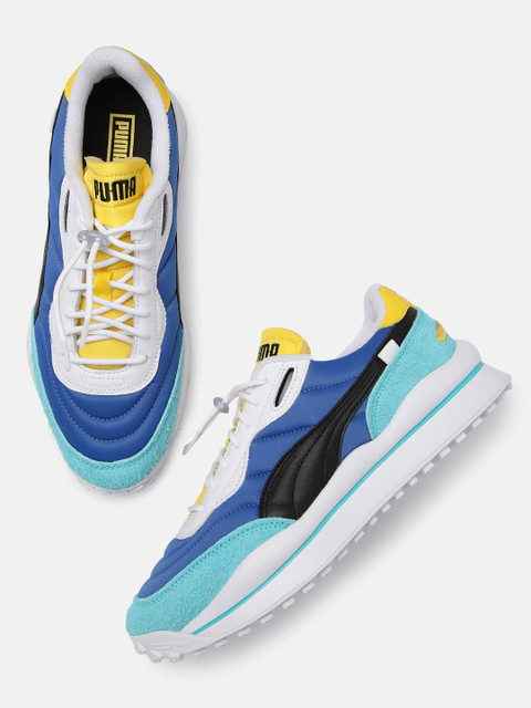 

Puma Unisex White & Blue Colourblocked Style Rider BP Sneakers