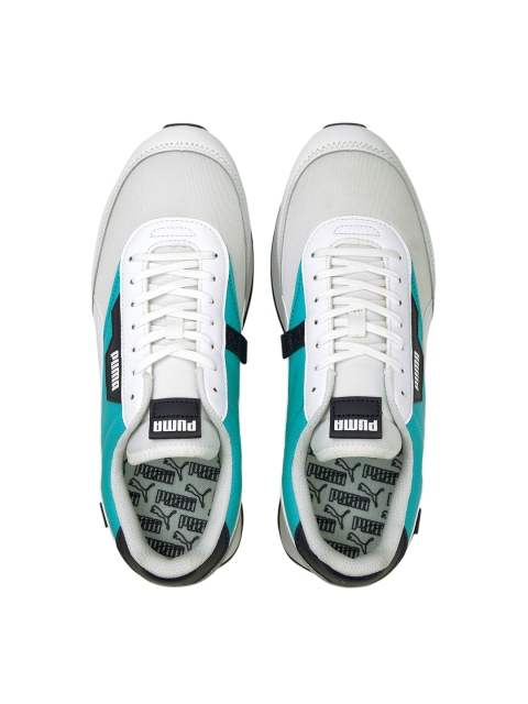 

Puma Unisex White & Turquoise Blue Colourblocked Future Rider Sprint Sneakers