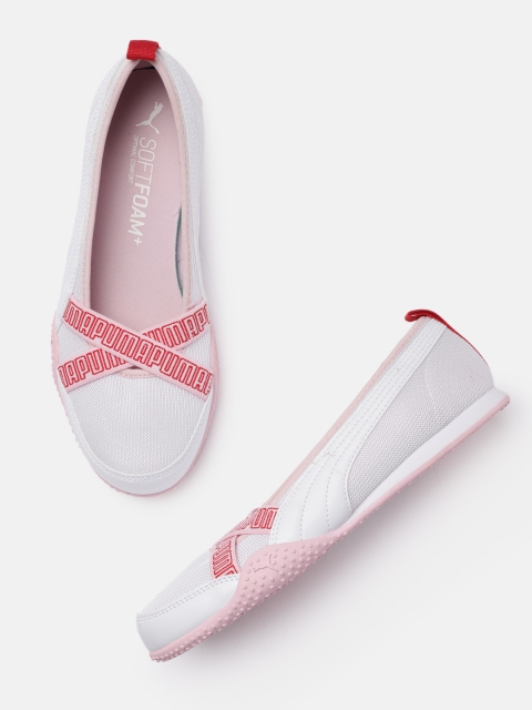 

Puma Women White & Pink Bella Ballerina Brand Logo Printed Slip On Sneakers