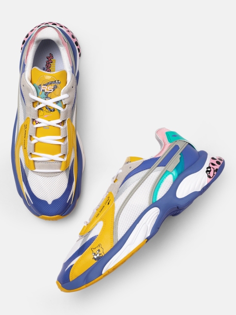 

PUMA x AKA BOKU Unisex White & Yellow RS-Connect Sneakers