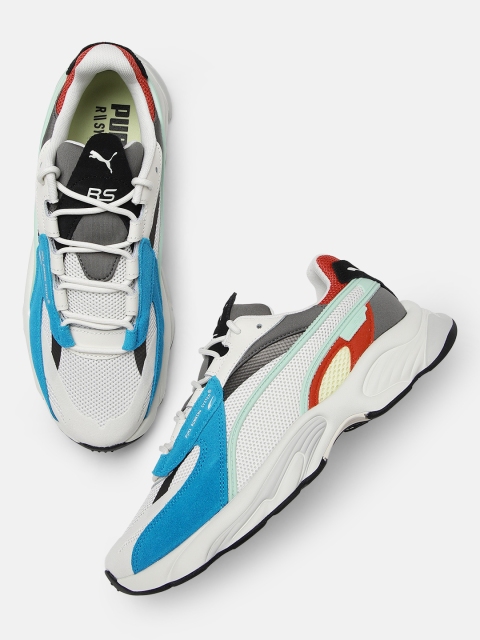 

Puma Unisex Blue Colourblocked RS-Connect Lazer Sneakers, White