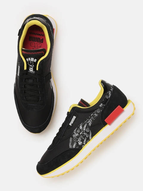 

Puma Unisex Black Printed Future Rider Peanuts Sneakers