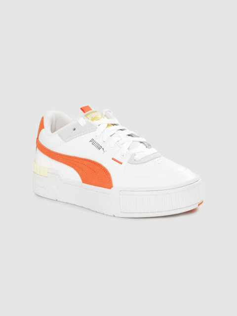 

Puma Women White & Orange Solid Leather Cali Sport Mix Sneakers