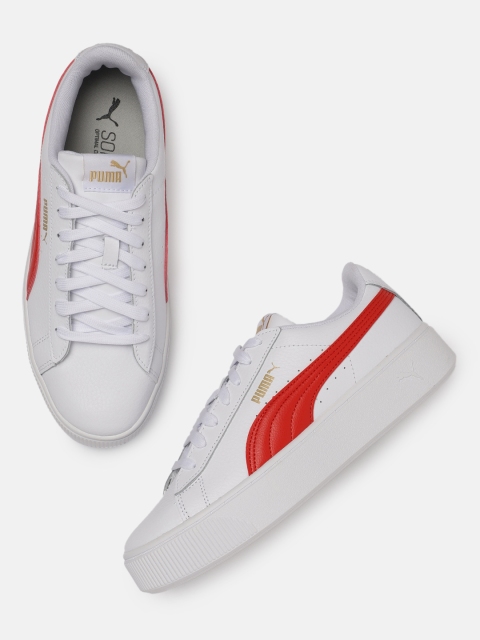 

Puma Women White Vikky Stacked Leather Sneakers