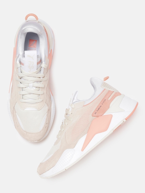 

Puma Women Beige & Pink Colourblocked RS-X Reinvent Suede Sneakers