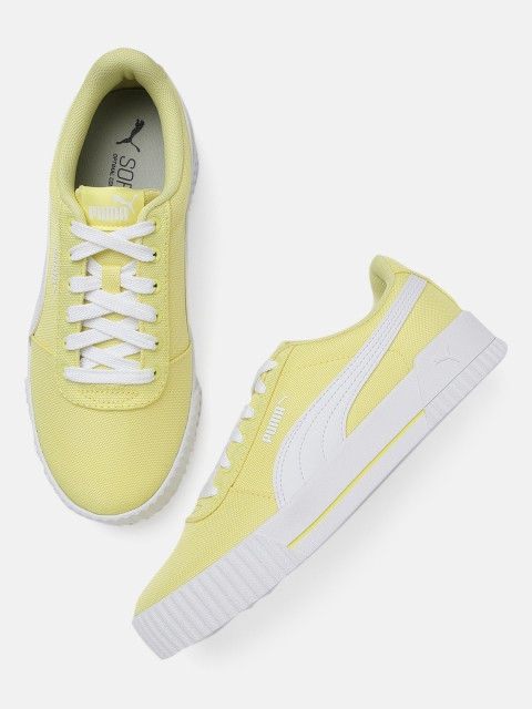 

Puma Women Yellow & White SoftFoam Carina CV Sneakers