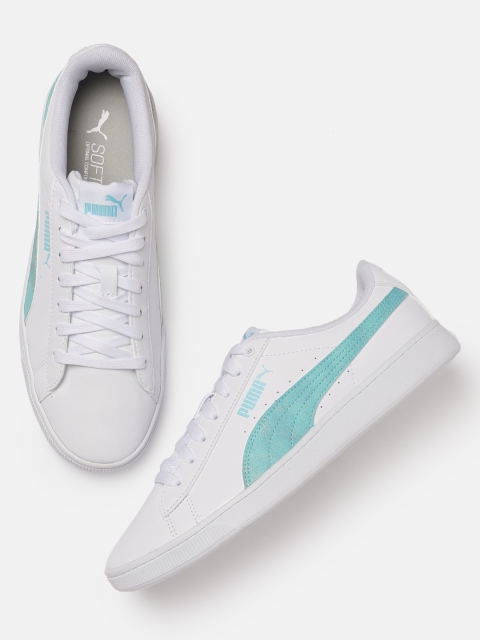 

Puma Women White & Green Vikky Ink Splash Sneakers