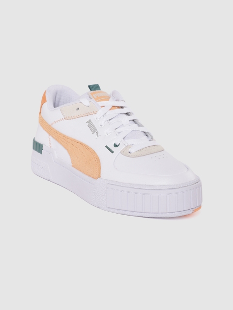 

Puma Women White & Coral Orange Cali Sport Mix Leather Sneakers