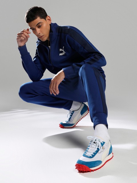 

Puma Unisex White & Blue FAST RIDER SOURCE Leather Sneakers