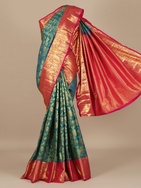 

Pothys Blue & Gold-Toned Art Silk Woven Design Saree with Zari Border