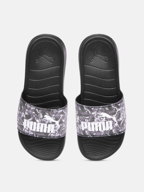 

Puma Women Black & White Popcat 20 Printed Sliders