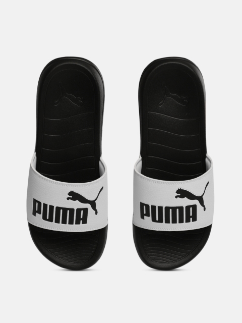 

Puma Unisex Black & White Popcat 20 Printed Sliders