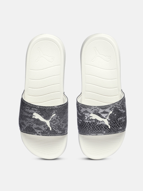 

Puma Women White & Black Printed Sliders