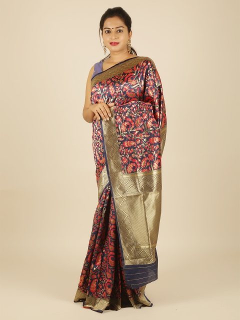 

Pothys Navy Blue Woven Design Jute Silk Saree