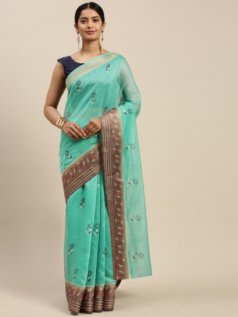 

Nanda Silk Mills Blue Floral Printed Saree
