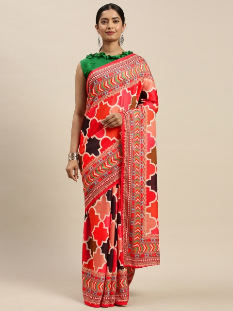 

Nanda Silk Mills Red & Black Digital Printed Saree