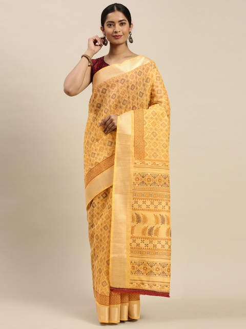 

Nanda Silk Mills Yellow Printed Saree