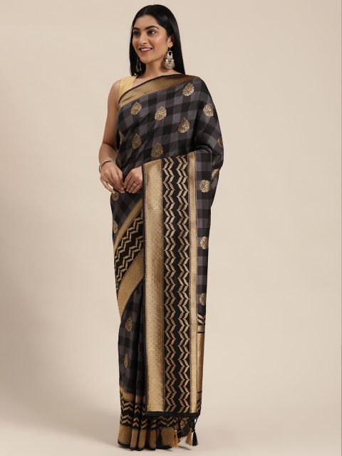 

Soch Black & Gold-Toned Woven Design Saree