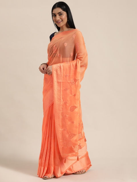 

Soch Orange Embroidered Saree