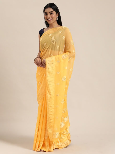 

Soch Yellow Embroidered Saree