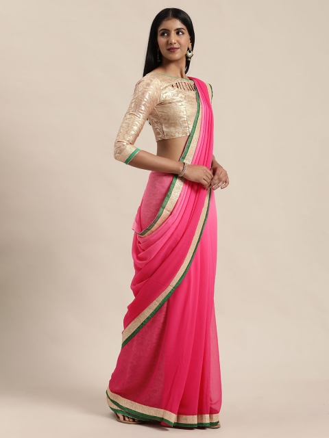 

Silk Bazar Pink Solid Saree