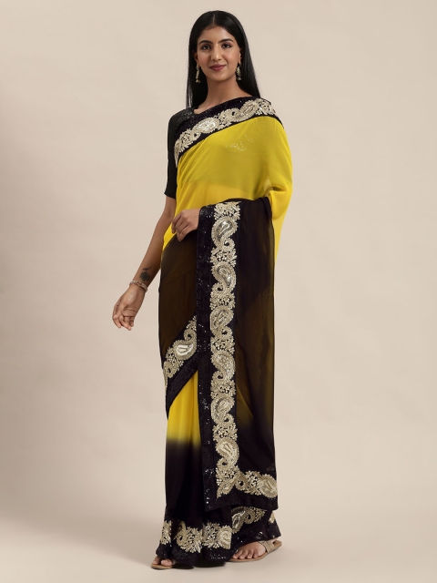 

Silk Bazar Yellow & Black Dyed Saree