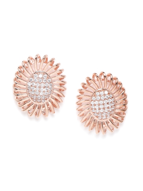 

MUCH MORE Rose Gold-Plated Floral Oversized CZ-Studs