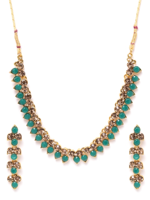 

MUCH MORE Green Gold-Plated Stone-Studded Jewellery Set