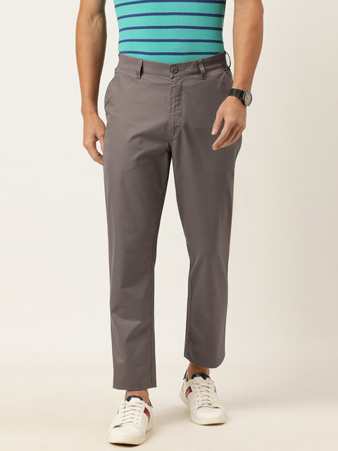 

Burnt Umber Men Grey Regular Fit Solid Chinos