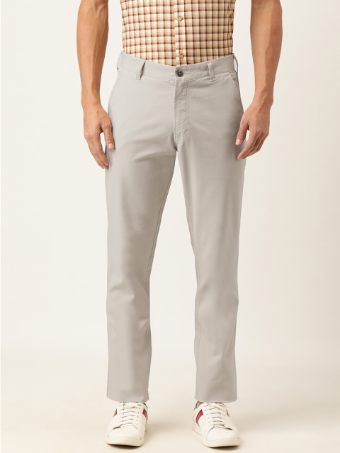 

Burnt Umber Men Cream-Coloured Regular Fit Solid Cotton Chinos