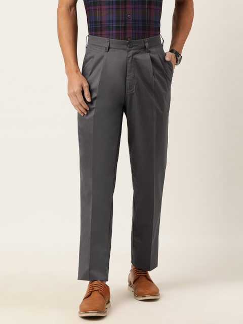 

Burnt Umber Men Charcoal Grey Regular Fit Solid Chinos