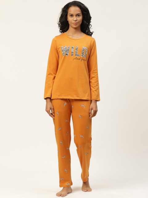 

Organza Women Orange Printed Pure Cotton Night suit