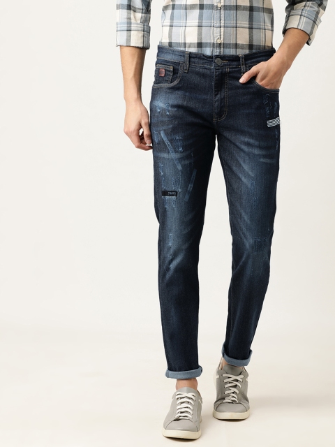 

Campus Sutra Men Blue Slim Fit Mid-Rise Low Distress Jeans