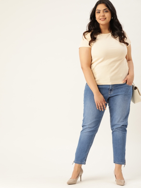

Sztori Women Plus Size Blue Skinny Fit Mid-Rise Clean Look Stretchable Jeans
