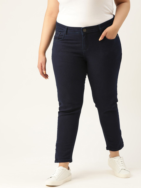 

Sztori Women Plus Size Navy Blue Skinny Fit Mid-Rise Clean Look Stretchable Jeans