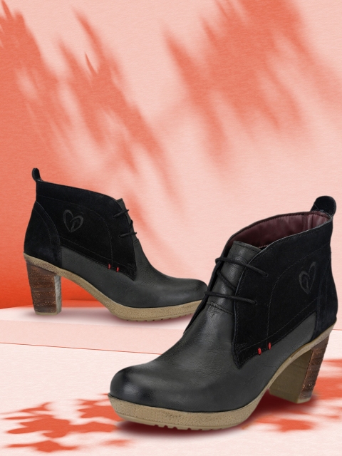 

Delize Women Black Printed Heeled Boots
