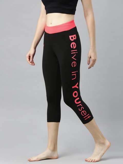 

zebu Women Black & Pink Printed Skinny Fit Capris