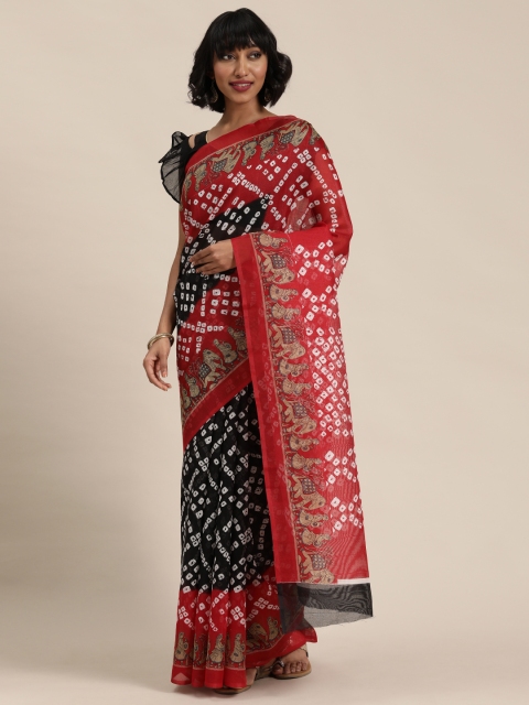 

Florence Red & Black Bandhani Print Saree