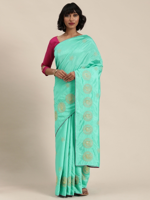 

Florence Sea Green & Golden Embroidered Saree