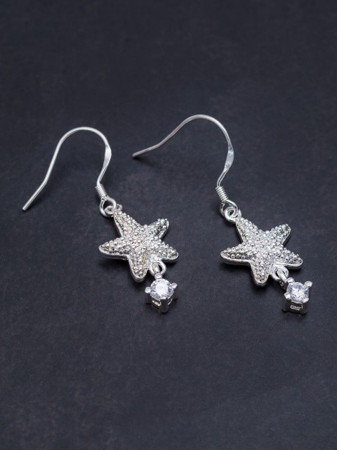 

Golden Peacock Silver Star-Shaped Earrings