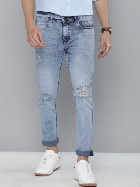 

Mast & Harbour Men Blue Super Skinny Mid-Rise Highly Distressed Stretchable Viroban Jeans