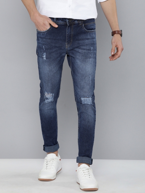 

Mast & Harbour Men Blue Super Skinny Fit Mid-Rise Highly Distressed Stretchable Jeans