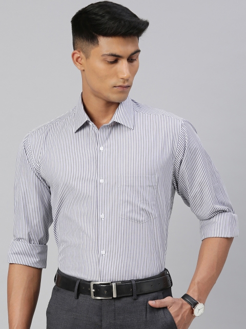 

Van Heusen Men White & Blue Custom Fit Striped Formal Shirt