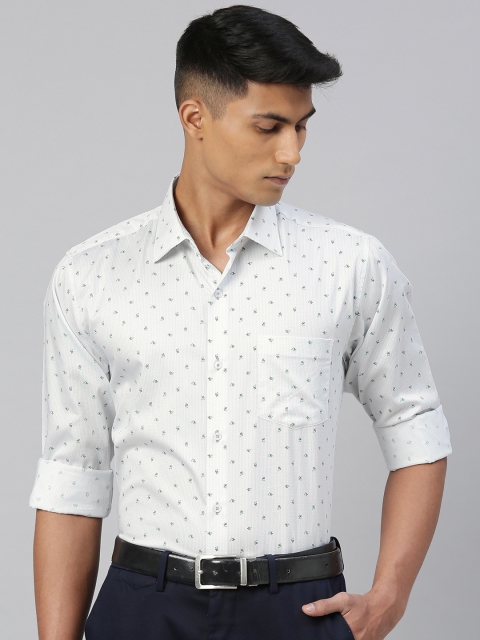 

Van Heusen Men White & Black Custom Fit Micro Ditsy Printed Party Shirt