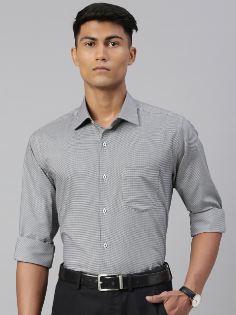 

Van Heusen Men Grey & Black Custom Fit Micro Checked Formal Shirt