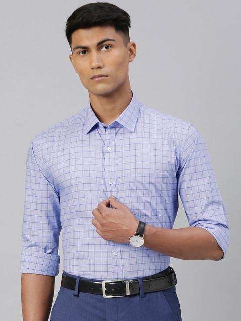 

Van Heusen Men Blue Custom Fit Checked Formal Shirt